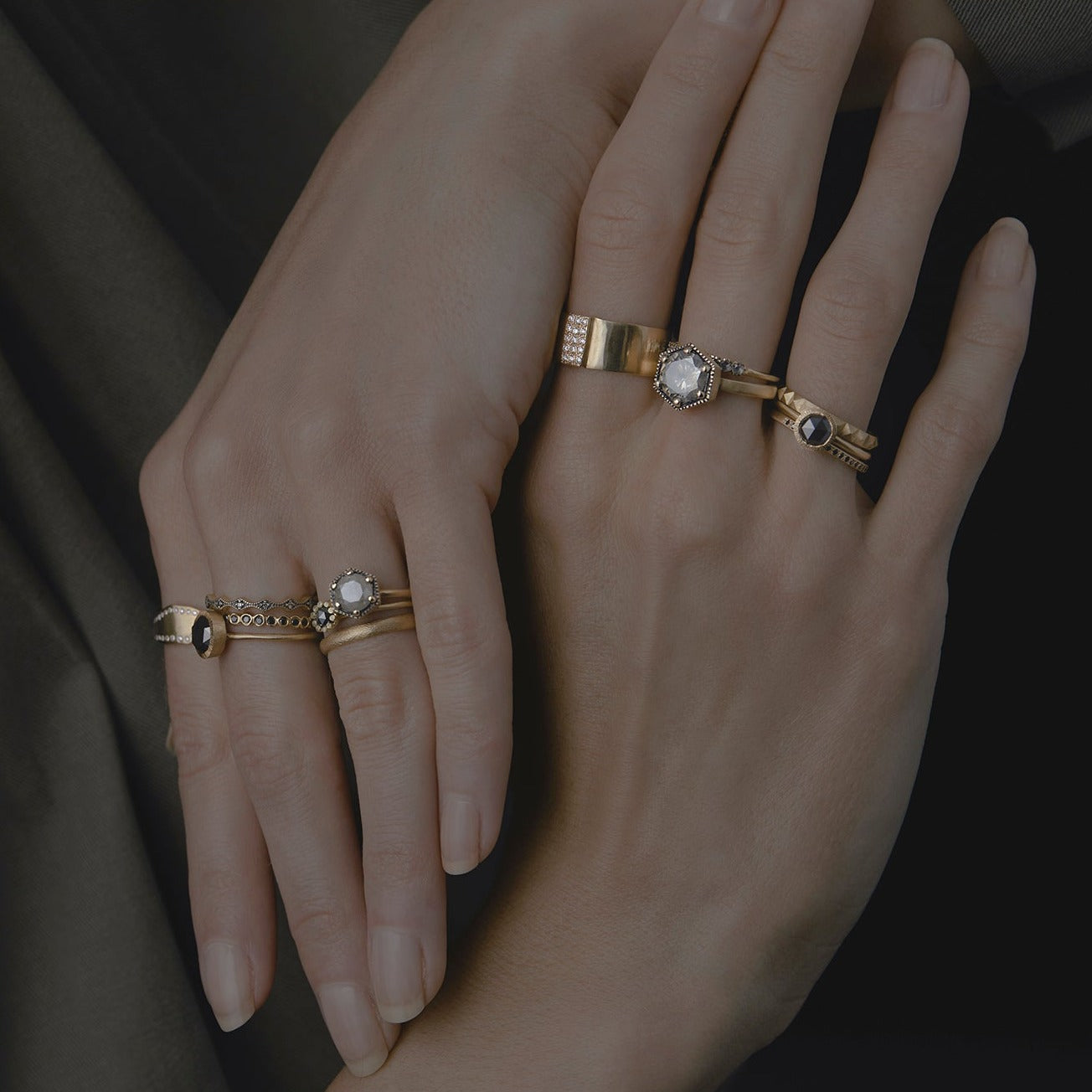 7mm Black Diamond Rose-Cut Solitaire Ring | R3303BK