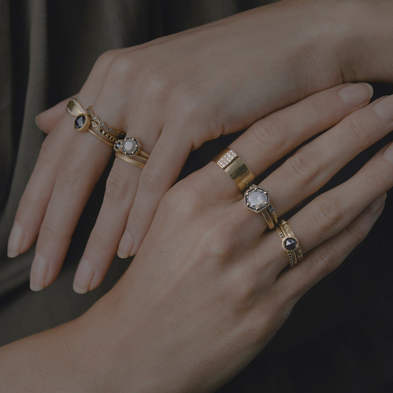 Black Diamond Flower Ring | R2606BK