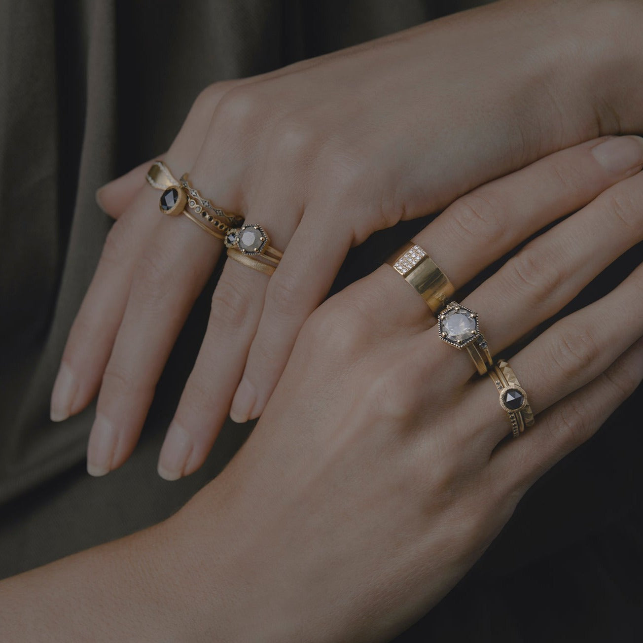 7mm Black Diamond Rose-Cut Solitaire Ring | R3303BK