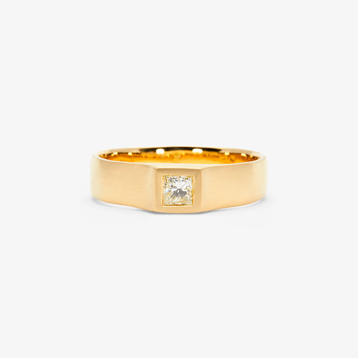 0.16 Carat Princess Cut White Diamond Signet Ring | R32003W