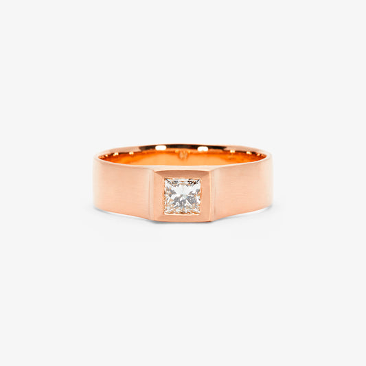 0.30 Carat Princess Cut White Diamond Signet Ring | R32005W