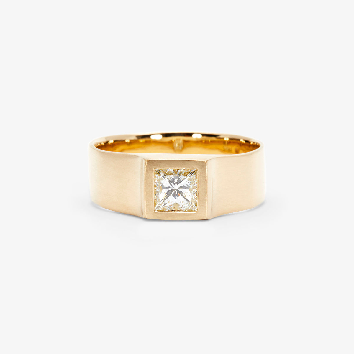 0.50 Carat Princess Cut White Diamond Signet Ring | R32006W
