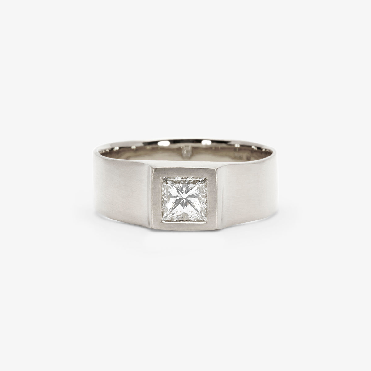 0.50 Carat Princess Cut White Diamond Signet Ring | R32006W