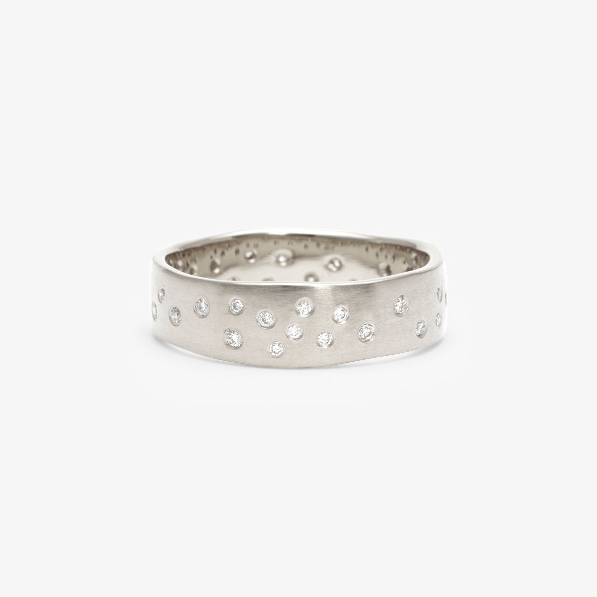 6mm Wide White Diamond Starry Night Band | R7103W