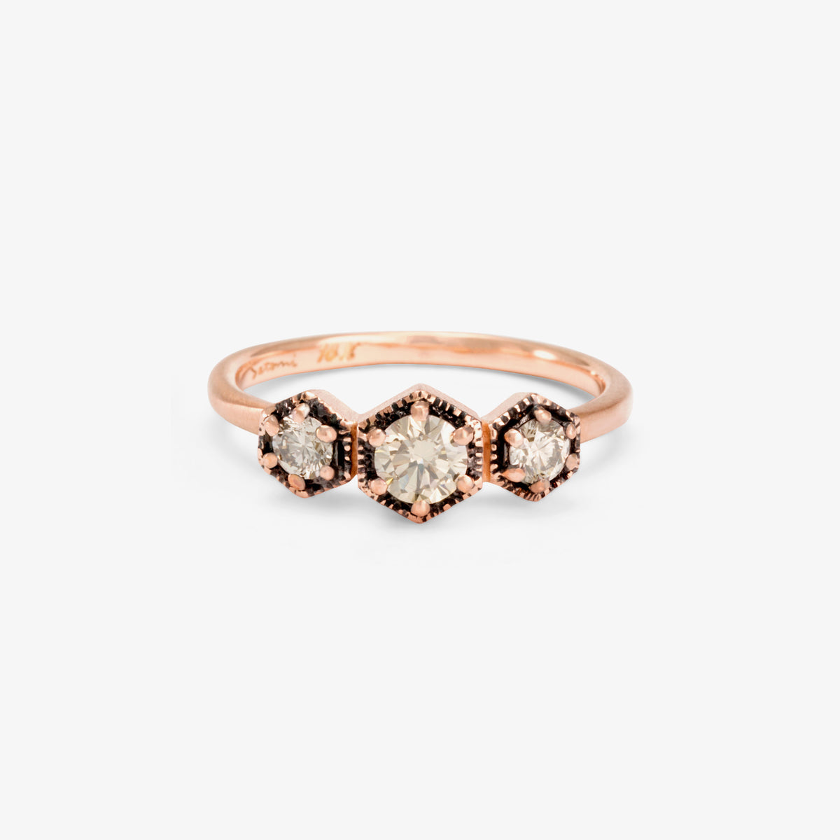 R8401BR | Brown Diamond Triple Hexagon Ring