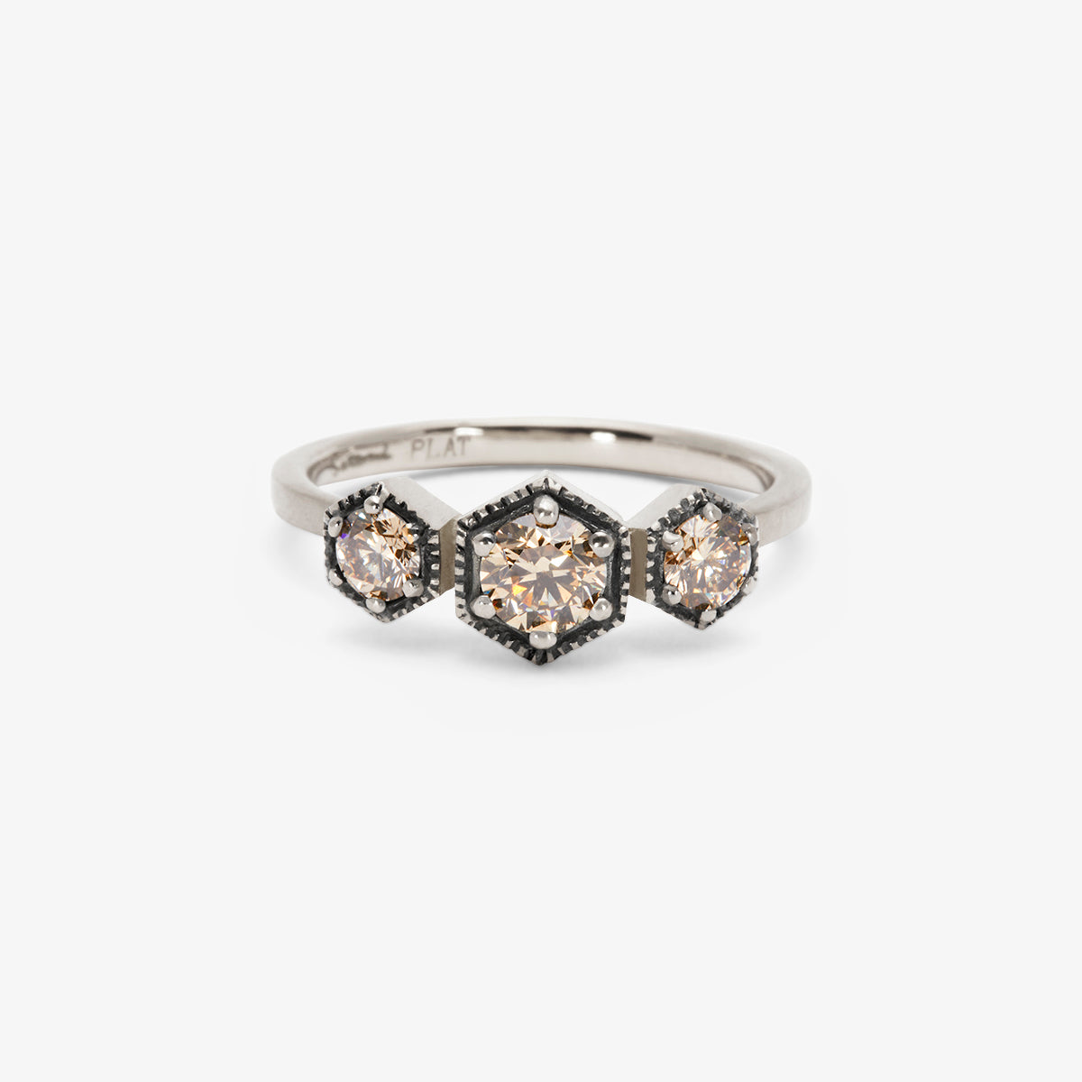 R8402BR | Grand Brown Diamond Triple Hexagon Ring