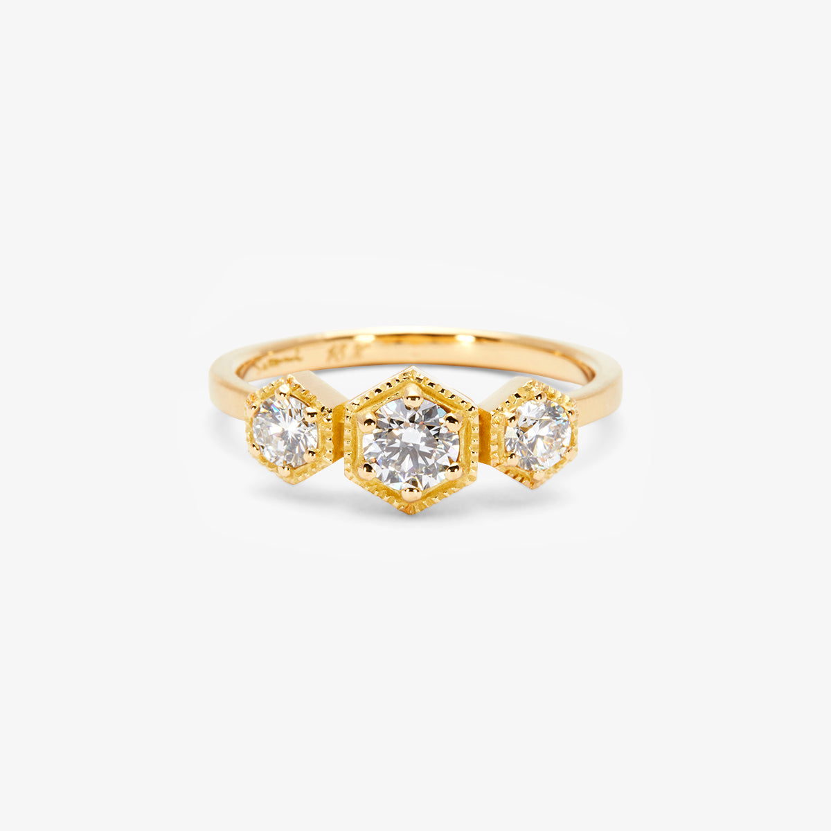 R8402W | Grand White Diamond Triple Hexagon Ring