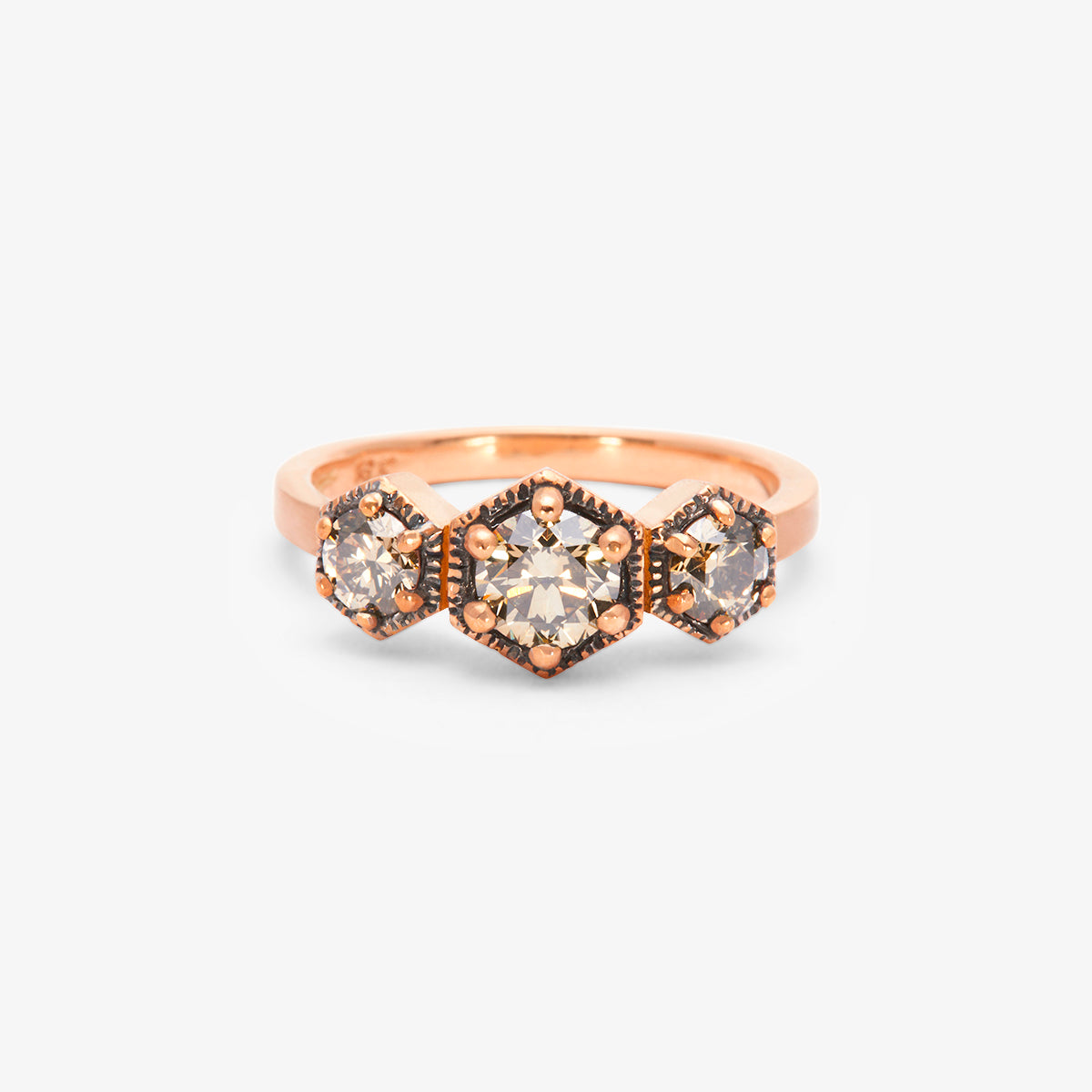 R8403BR | Queen Brown Diamond Triple Hexagon Ring