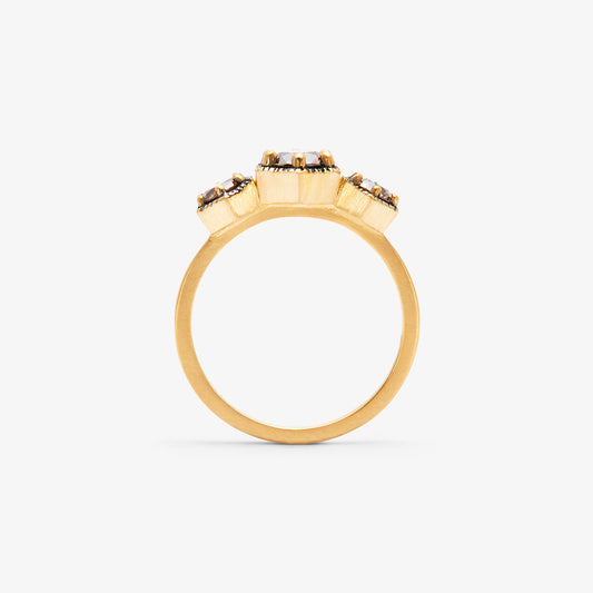 R8403BR | Queen Brown Diamond Triple Hexagon Ring