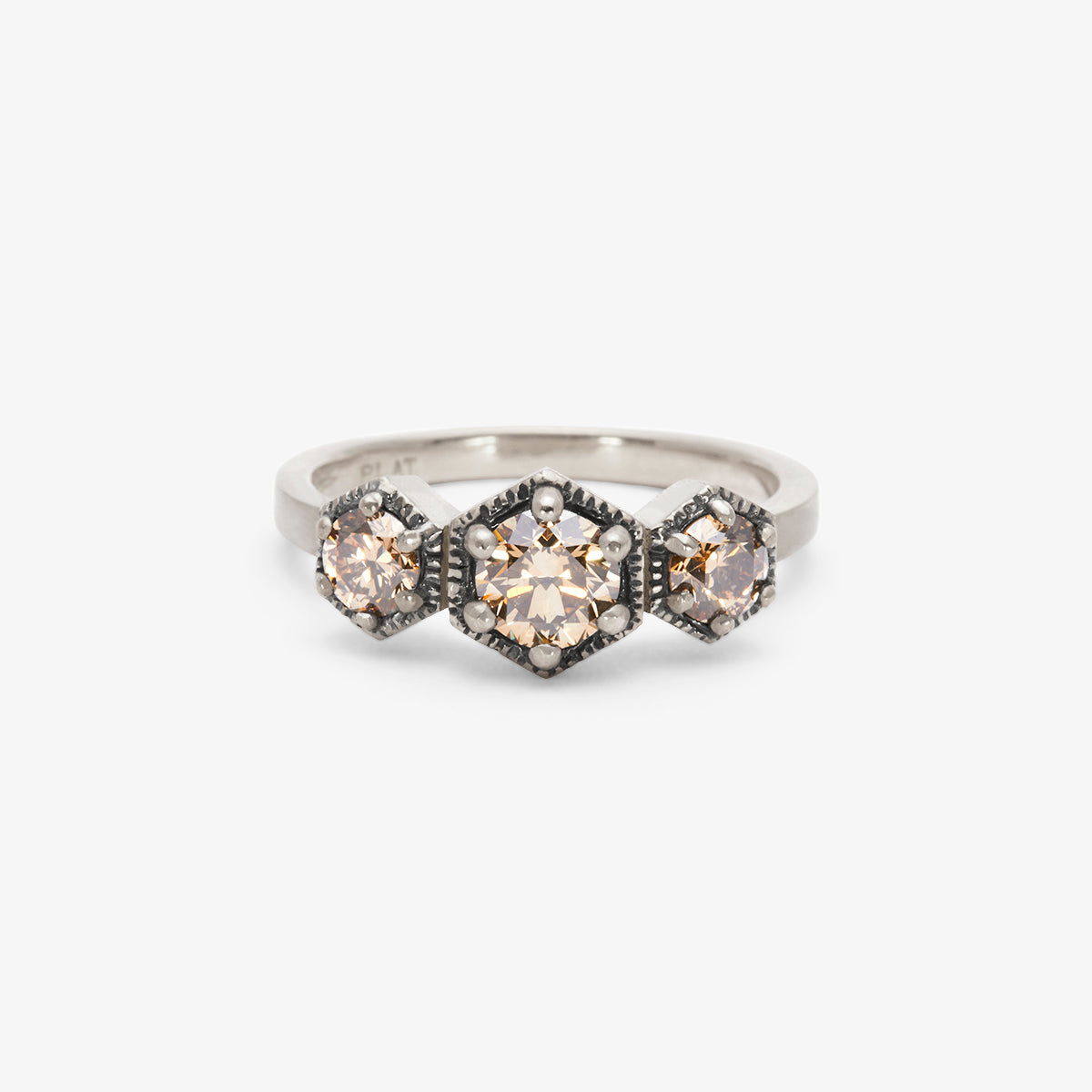 R8403BR | Queen Brown Diamond Triple Hexagon Ring