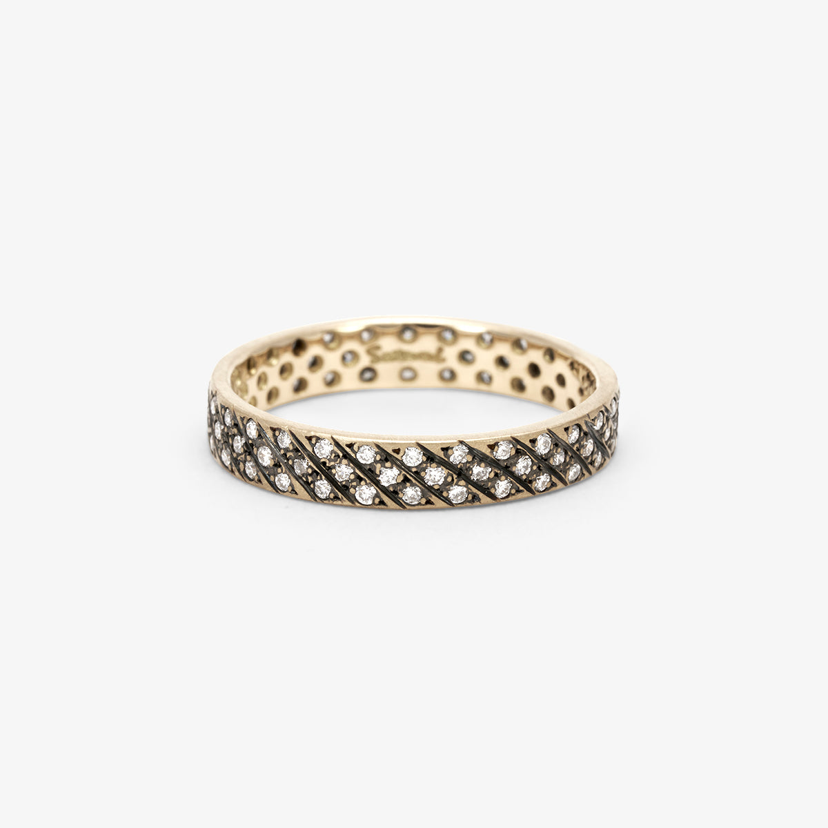 3.5mm Diagonal Antiqued Diamond Band | R8903W