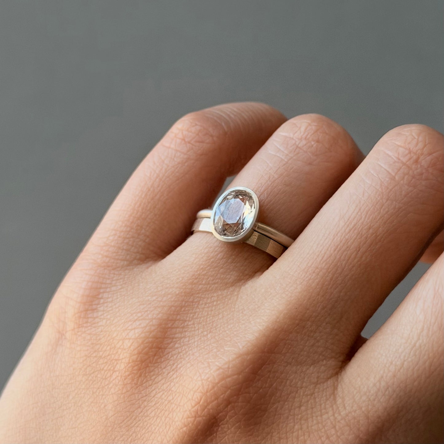 1.63 Carat One-of-a-Kind Oval Cut Pale Pink Sapphire Ring | SR71-OOAK