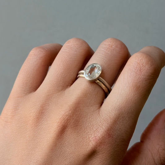 1.87 Carat One-of-a-Kind Oval Cut White Sapphire Ring | SR72-OOAK