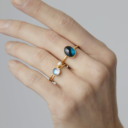 6mm Rainbow Moonstone Solitaire Ring | R3601RM