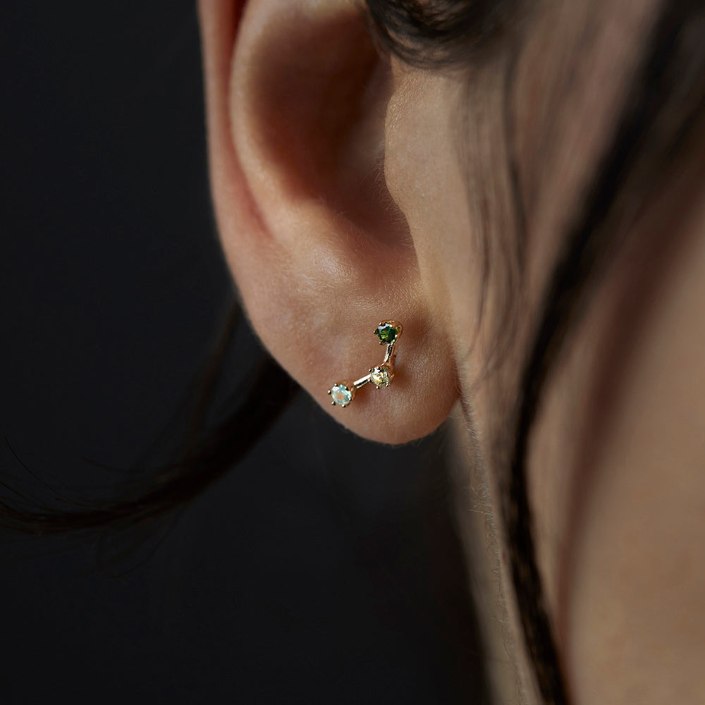 E6301GR | Green-Tone Triple Stone Studs