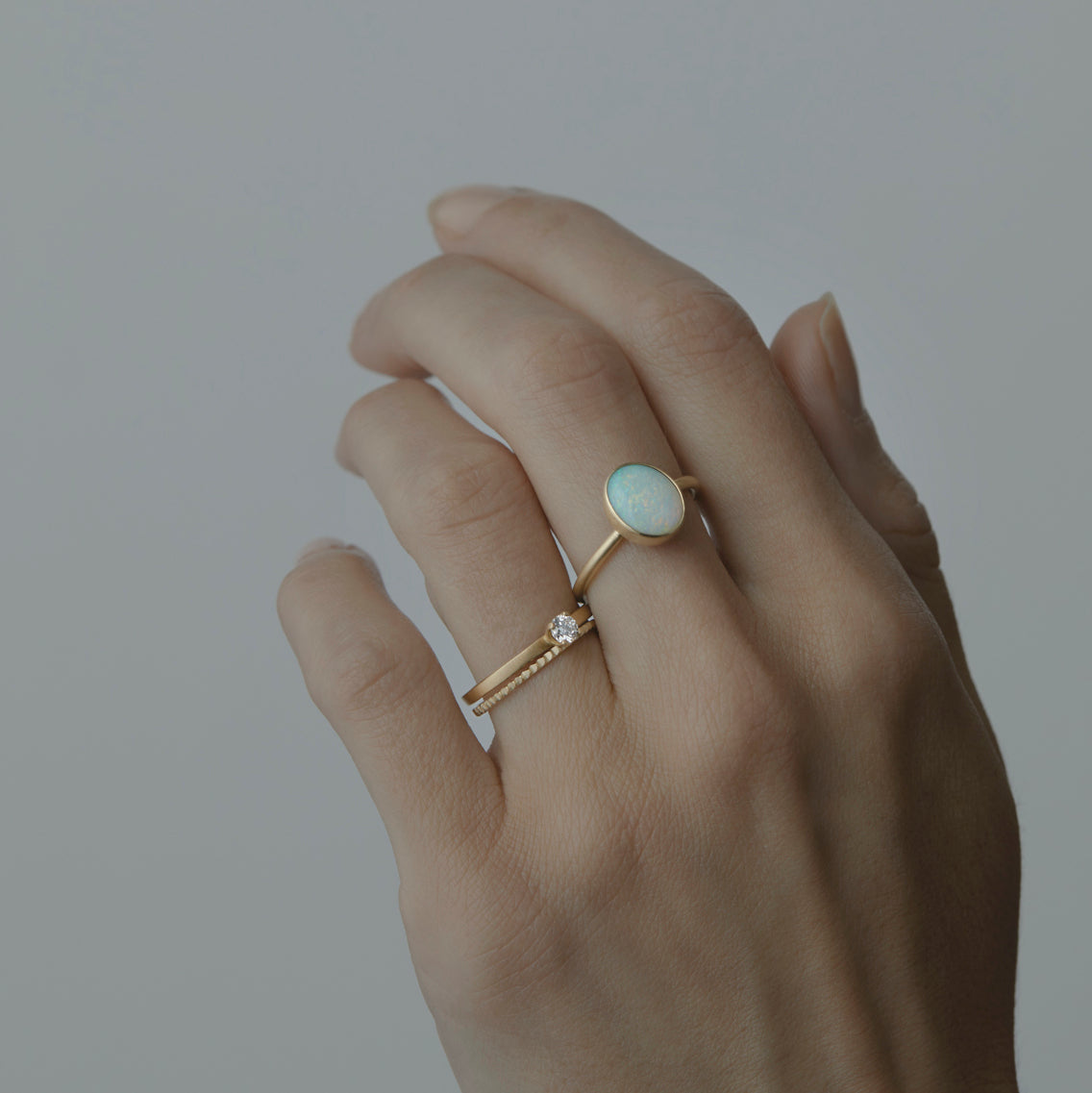 Australian White Opal Glacé Ring | R12001OP ~