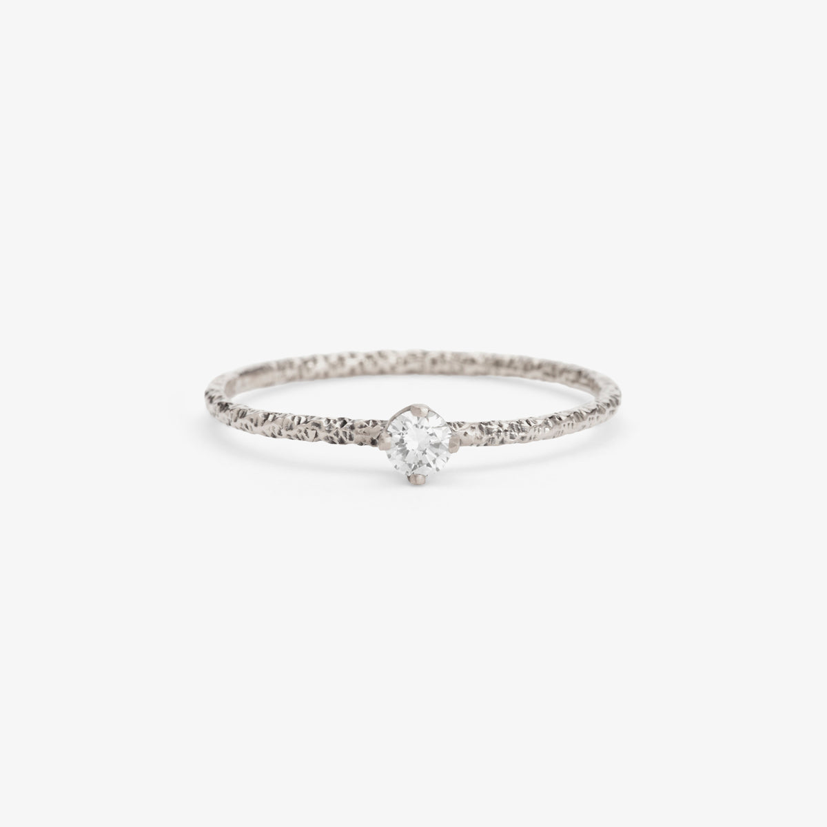 R9002W | 3mm White Diamond Homespun Solitaire Ring