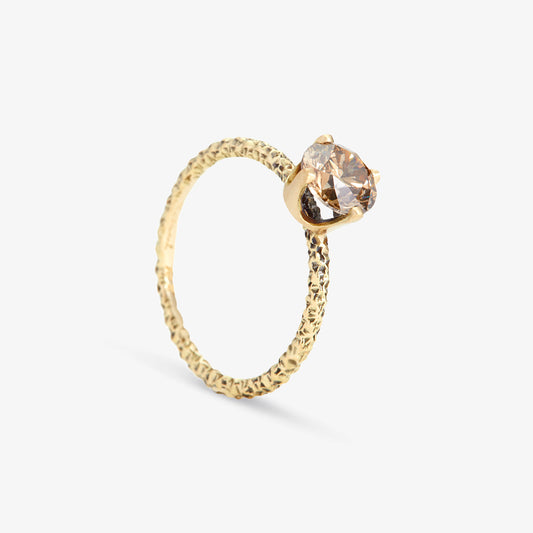 R9008BR | 6.5mm Brown Diamond Homespun Solitaire Ring