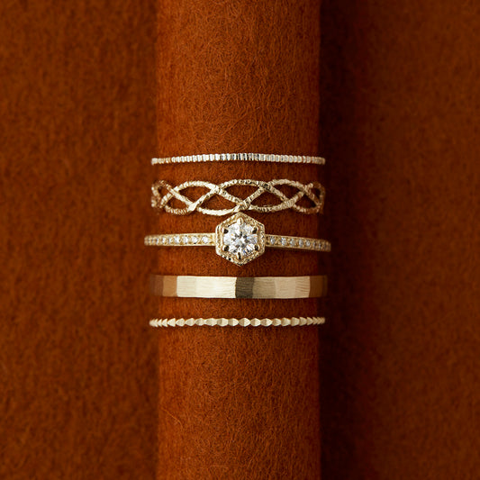 3.5mm White Diamond Hexagon Pave Ring | R9903W ~